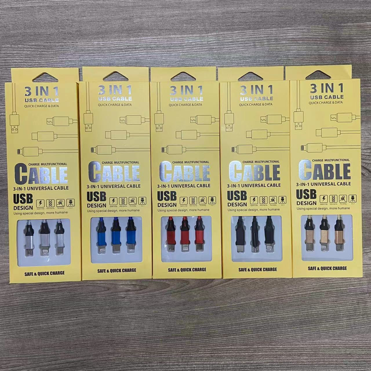 3-in-1 Compact Charging Cable Iphone & Lightning & USB-C | Custom Logo