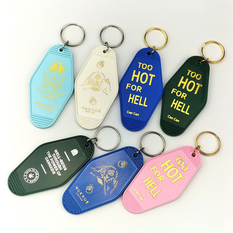 Hotel Keychain Custom Logo Letter Number Metal Zinc Alloy Keyrings Pickleball Gold 2d 3D Enamel Motel Keychain for Souvenirs