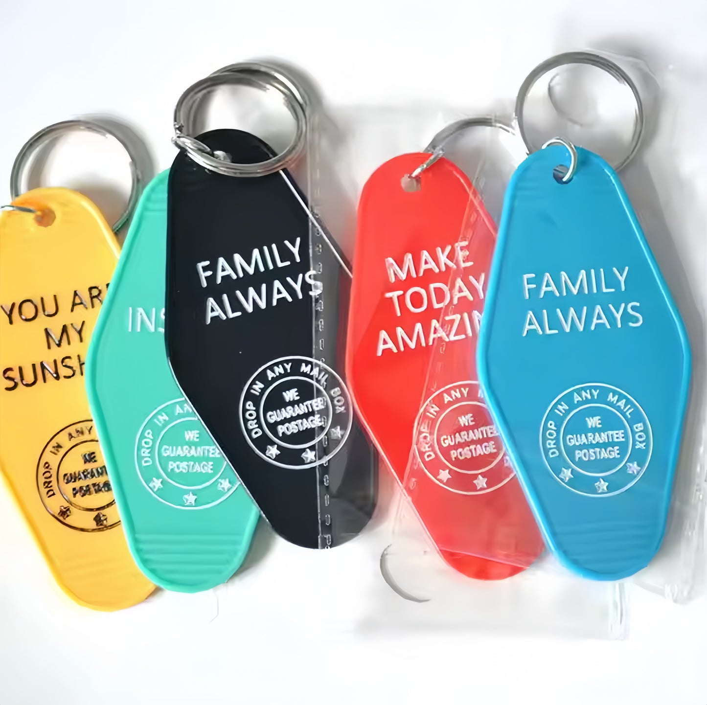 CustomLogoPrintingRhombusGradualChangeMotelGlitterKeyChainPlasticAcrylicCustomPromotionalHotelKeychainsBlank