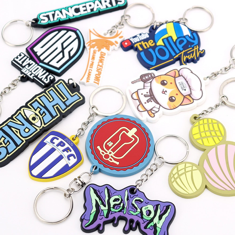 Custom PVC Keychain Logo/Text/Number Keyrings Plastic Keytags Promo Gift