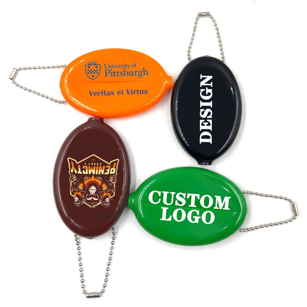 Custom Rubber Coin Purse Keyring Oval Coin Keychain Promo