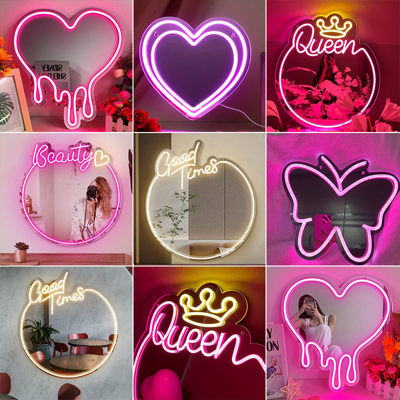 Custom Y2K Wavy Mirror LED Neon Light For Room Decor Wall Makeup Neon