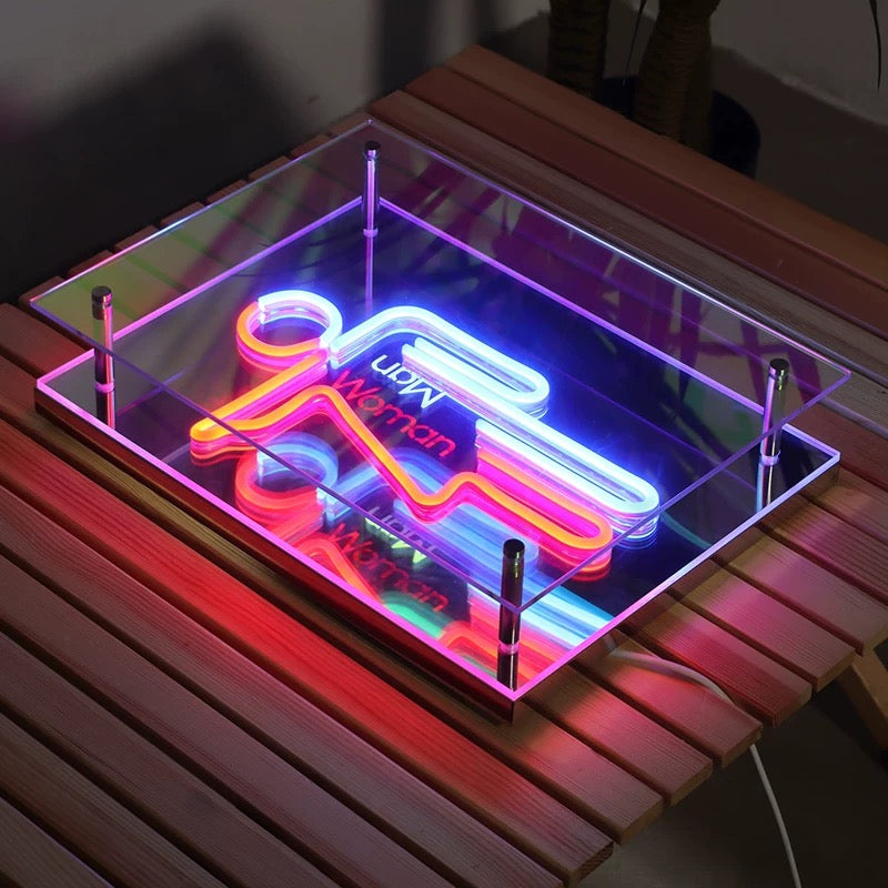 LED Infinity Mirror-Toilet Restroom Neon Sign