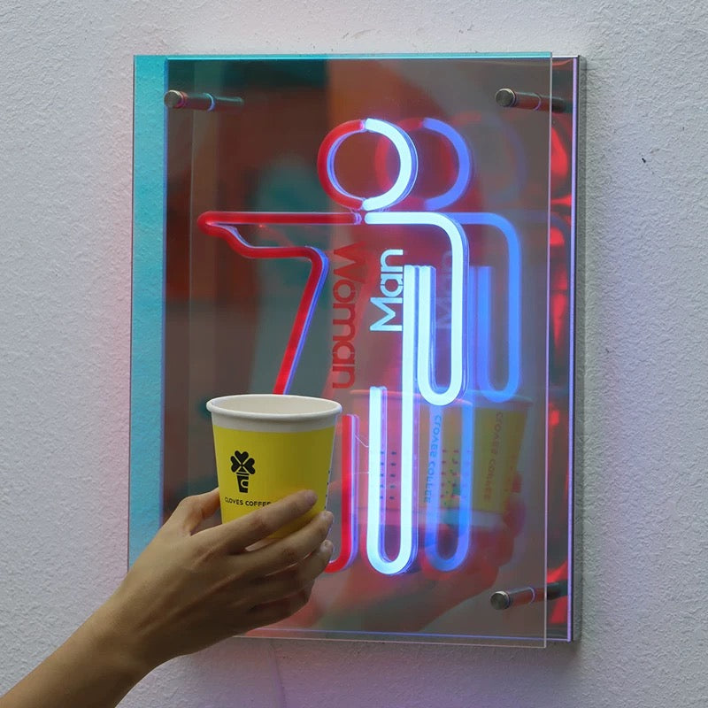 LED Infinity Mirror-Toilet Restroom Neon Sign