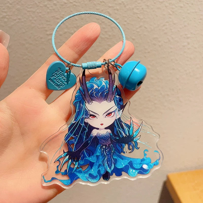 New Cute 3D PVC Plastic Anime Nezha Keychain Kawaii Aobing Car Key Ring with UV Printed Bag Hanging Resin Material for Kids