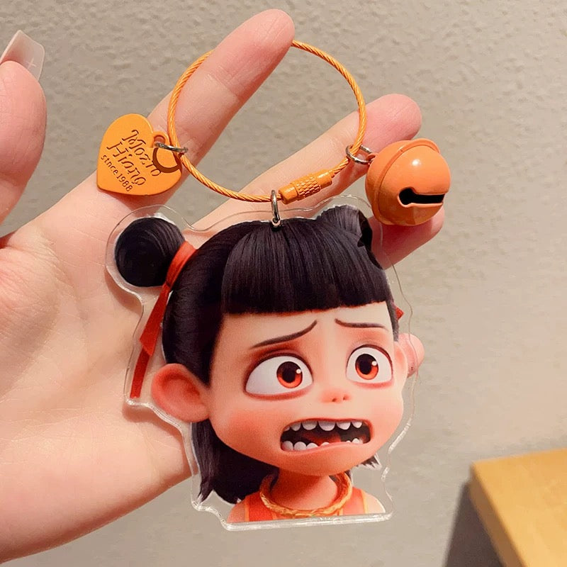 New Nezha Children Keychain Cartoon 3D Doll Pendant Cute Small Gift Backpack Keychain