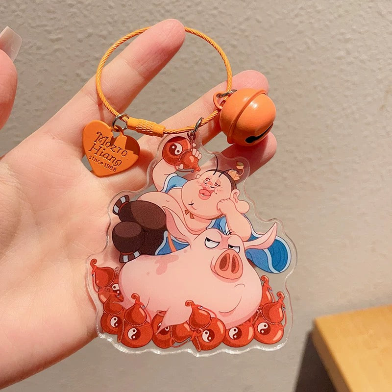 Nezha Demon Boy Descends Restoring Anime Fun Funny Cute High Beauty Surrounding Pendant Acrylic Keychain