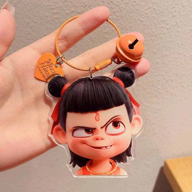 Nezha Aobing Key Chain PVC Pendant Cartoon Movies Nezha 2 Plastic Pendant Key Chain Birthday Gifts For Kids Lovers