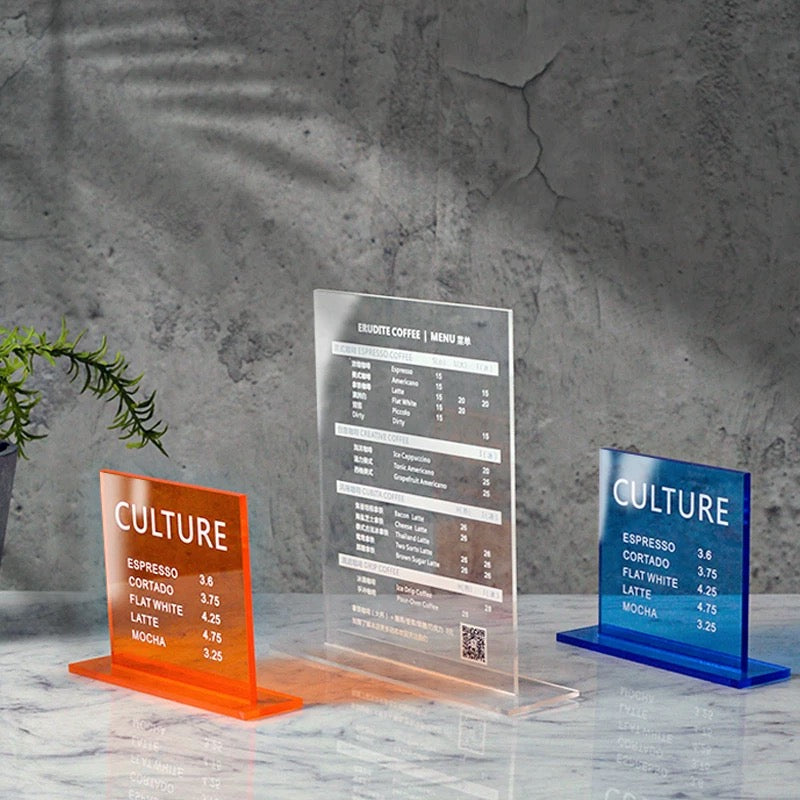 Custom Acrylic Table Menu Stand