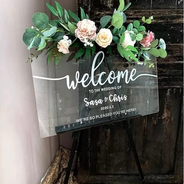 Wedding Welcome Sign Colorful Acrylic Sign Birthday Wooden Sign