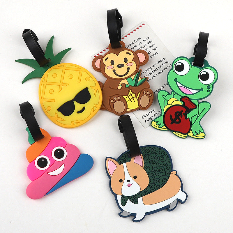 Stocked Cute Travel PU Leather Luggage Tag Customizable Suitcase Tag for Women and Men