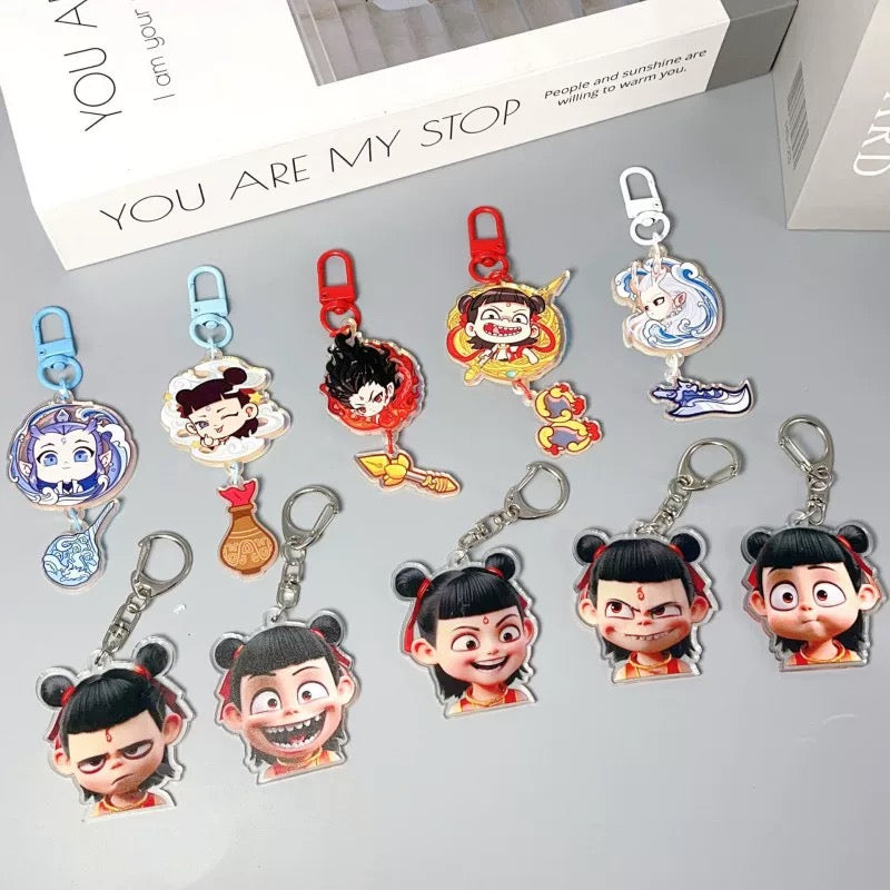 Nezha Naohai Small Keychain Stuffed Doll Customized Women's School Bag Pendant Novelty Gifts for Wholesale