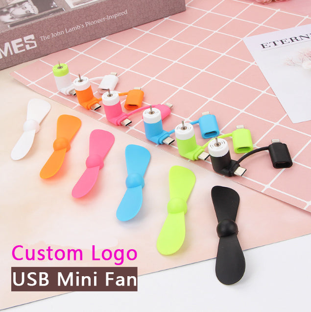 Customizable Portable Rechargeable Electric Mini Fan USB Charging Cooling Fan for Car Table Installation