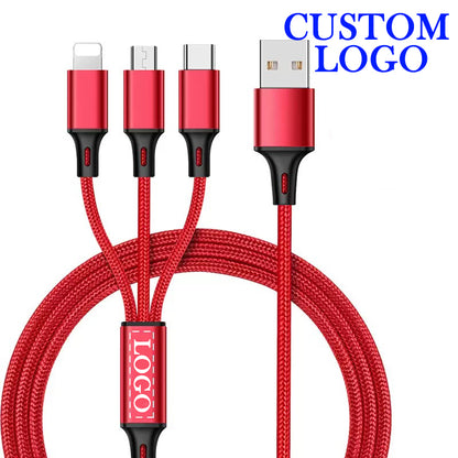 3-in-1 Compact Charging Cable Iphone & Lightning & USB-C | Custom Logo
