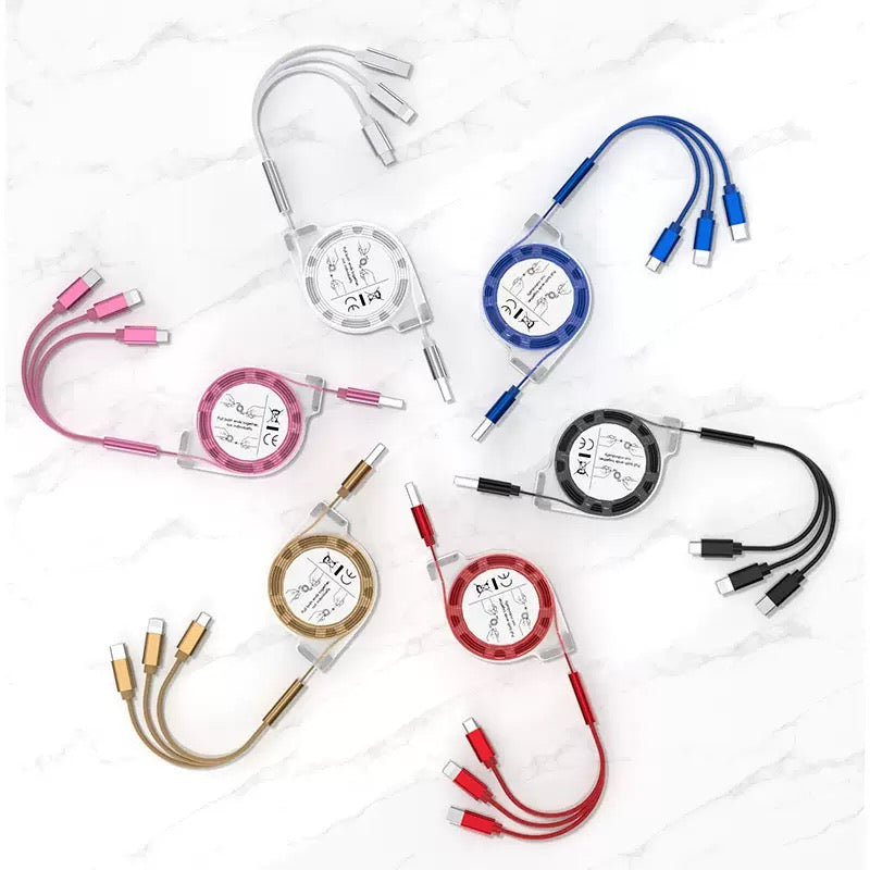 3 in 1 Charging Cable | Custom Logo For Iphone/Type C/Android