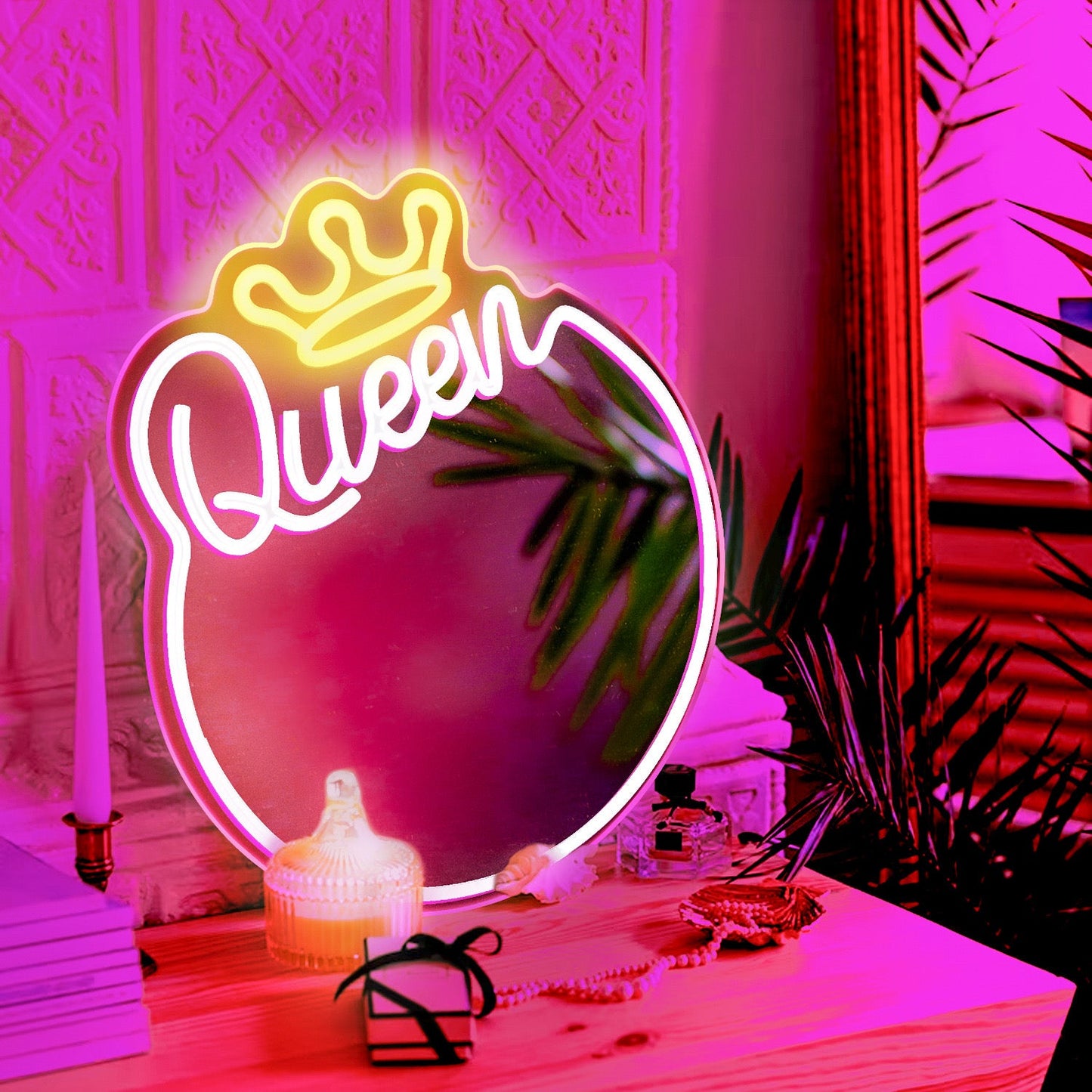 Custom Y2K Wavy Mirror LED Neon Light For Room Decor Wall Makeup Neon