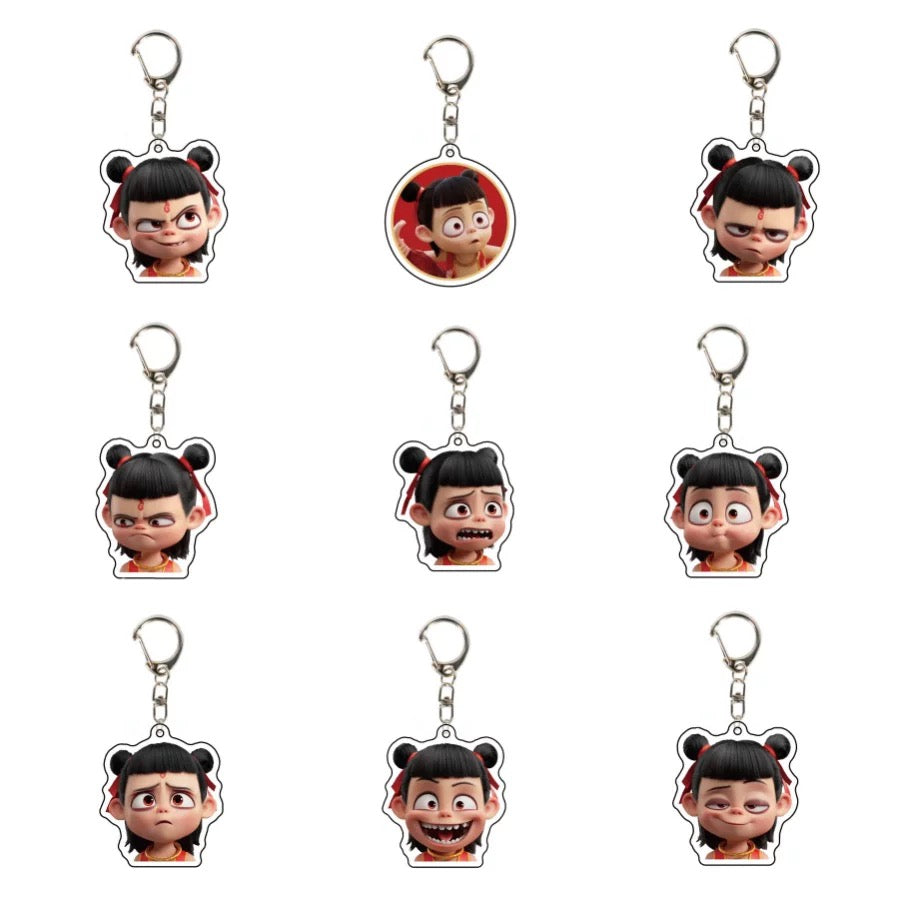 Nezha The Magic Children of the Sea II Cartoon Star Bell Keychain Anime Acrylic Gift Backpack Surrounding Pendant