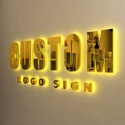 Custom Backlit Business Logo, Halo illuminated 3D Sign, Company Signage, Office Sign, Outdoor/indoor Custom Led Sign, Large Metal Letters