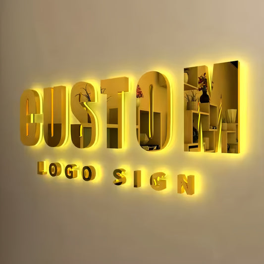 Custom Backlit Business Logo, Halo illuminated 3D Sign, Company Signage, Office Sign, Outdoor/indoor Custom Led Sign, Large Metal Letters
