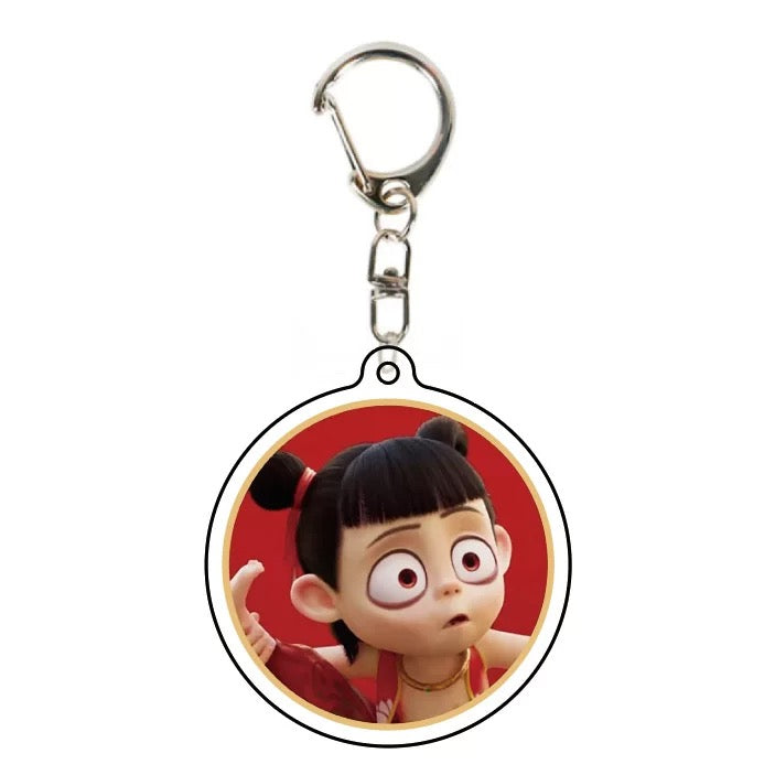 2025 Customized Movie Nezha Keychain Pendant Cartoon Acrylic Keychain Movie Gift Plastic Material Gift Car Luggage Key Pendant
