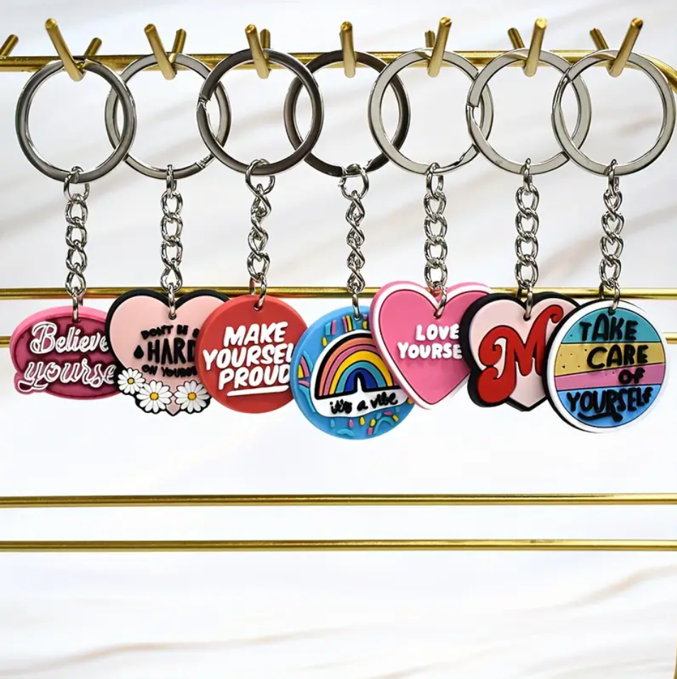 Custom PVC Keychain Logo/Text/Number Keyrings Plastic Keytags Promo Gift