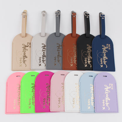 Custom Leather Luggage Tag LOGO Printed Premium PU Travel Suitcase Label Tag ID Personalized Travel