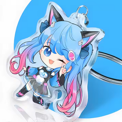 Epoxy Keychain Charm Pin Stand Plastic Key Chain Anime Acrylic KeyringCustom