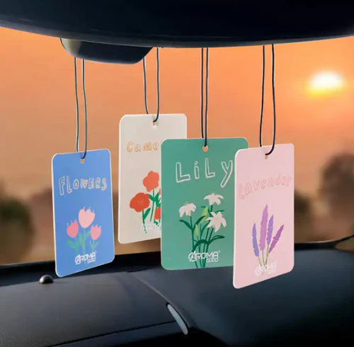 High Quality Strong Scent Custom logo Fragrance Hanging Paper Customized Die Cut Trees Shape Car air Fresheners With logo