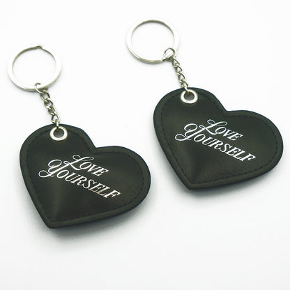 2025 Custom Logo Luxury PU Leather Keyring Mini Personalized Circle Car Keychain for Promotion
