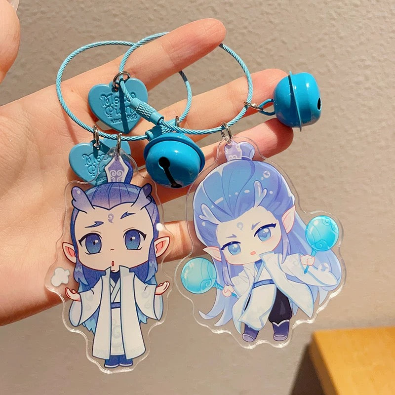 New Cute 3D PVC Plastic Anime Nezha Keychain Kawaii Aobing Car Key Ring with UV Printed Bag Hanging Resin Material for Kids