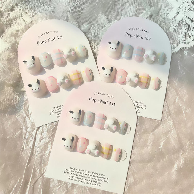 Custom Logo 24pcs Long Almond Shape Press-On Soft Gel X False Chrome Gel Press-On Nails Kit Coffin Design Made Artificial
