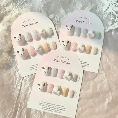 Custom Logo 24pcs Long Almond Shape Press-On Soft Gel X False Chrome Gel Press-On Nails Kit Coffin Design Made Artificial