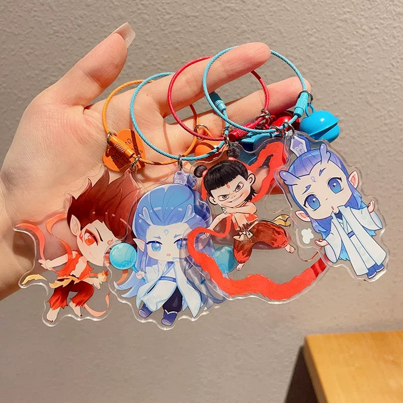 New Nezha Children Keychain Cartoon 3D Doll Pendant Cute Small Gift Backpack Keychain
