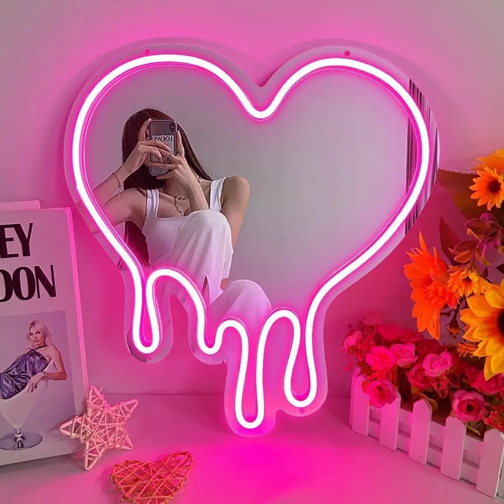 Custom Y2K Wavy Mirror LED Neon Light For Room Decor Wall Makeup Neon