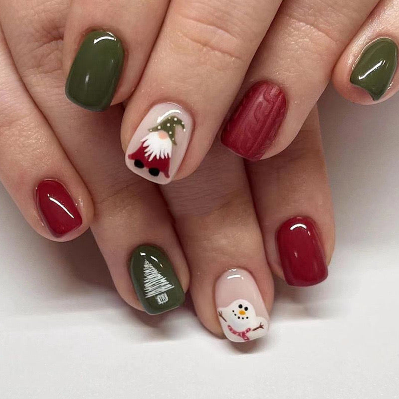 Customizable Size 24 Pcs Box Handmade Short Square Shaped Press on Nail Tips False Nail Set With Flowers