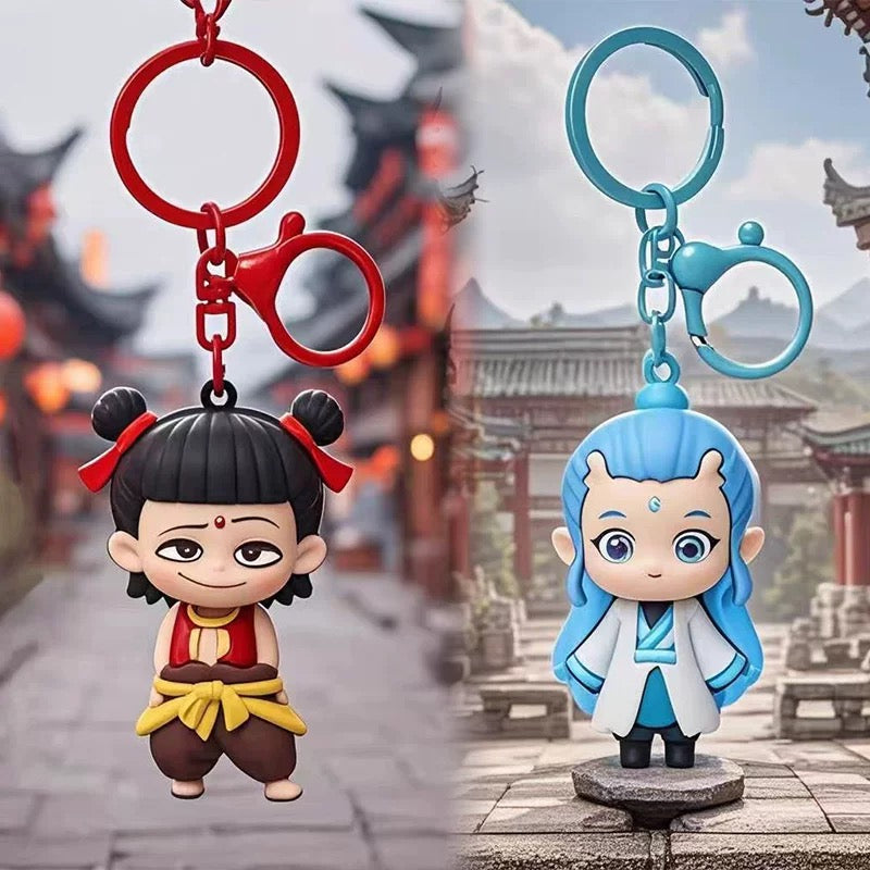 Nezha 2 Devil Boy Sea-making Mezzanine String Keychain Secondary Dimension Peripheral Pendant Acrylic Keychain