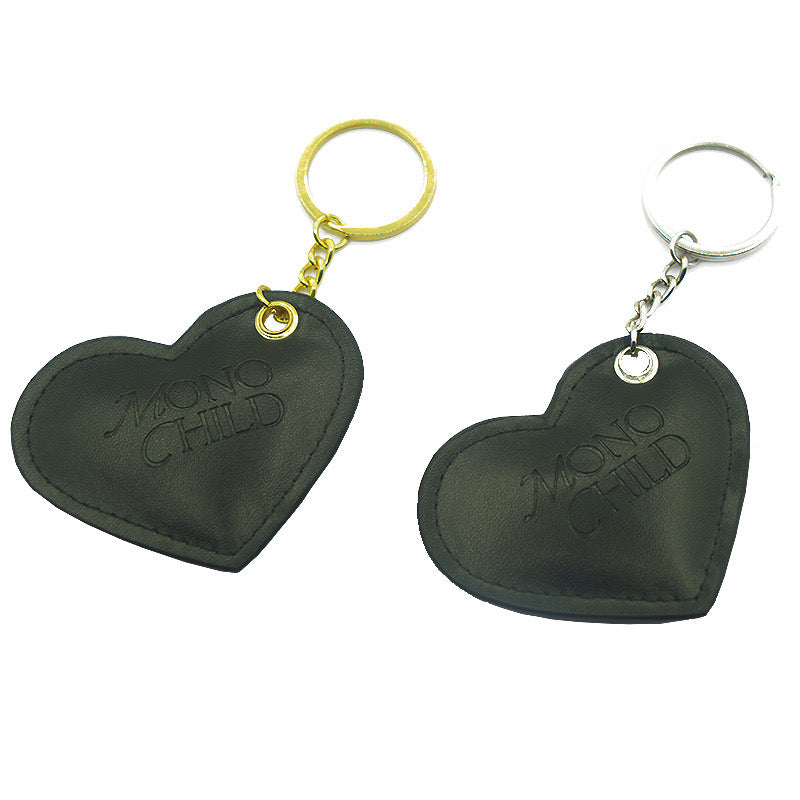 Promotion Gift Custom logo Pu Leather Small Folding Travel Circle Makeup Mirror Double Side Keychain Round Pocket Mirror