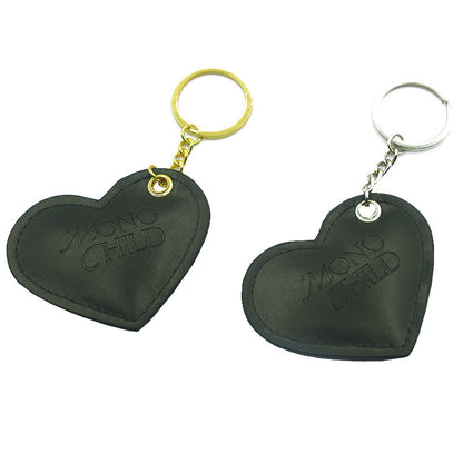 Promotion Gift Custom logo Pu Leather Small Folding Travel Circle Makeup Mirror Double Side Keychain Round Pocket Mirror