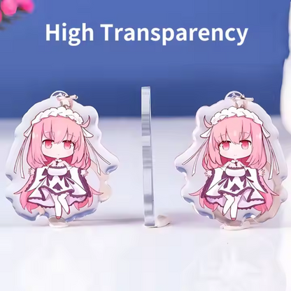 Custom UV Printed Holographic Keychain Rainbow keychain Anime Style Acrylic Key Ring with Clear Charms