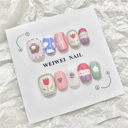 Mid Length Version Press on Nail Box Packaging Custom logo White Pentagram Boite Press on Nails French Customise Press on Nails
