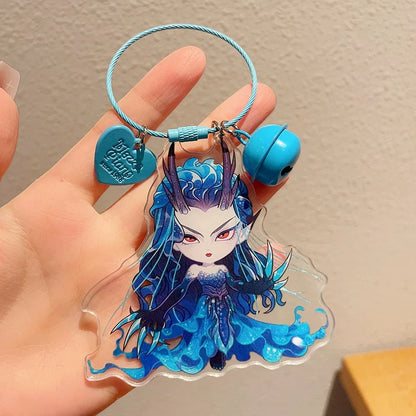 New Cute 3D PVC Plastic Anime Nezha Keychain Kawaii Aobing Car Key Ring with UV Printed Bag Hanging Resin Material for Kids