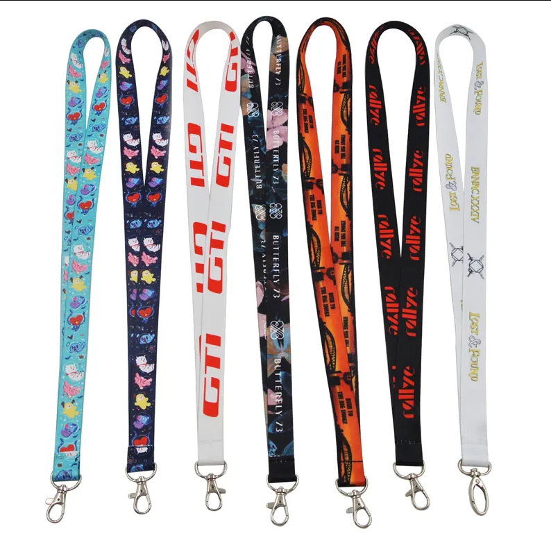 Wholesale Personalized Blank Polyester Badge Neck Straps Blank Key Printing Custom Lanyard With Buckle Adjustable