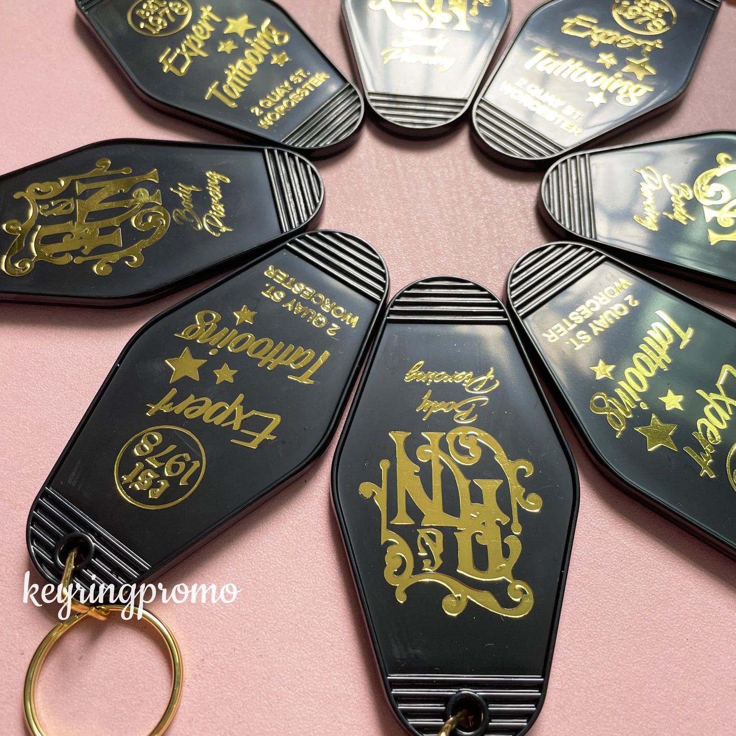 Custom Gold Engraved Key ring | Gold Foil Keychain | Diamond Keytags Promo