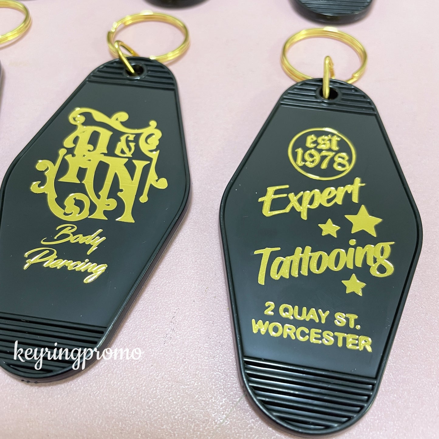 Custom Gold Engraved Key ring | Gold Foil Keychain | Diamond Keytags Promo