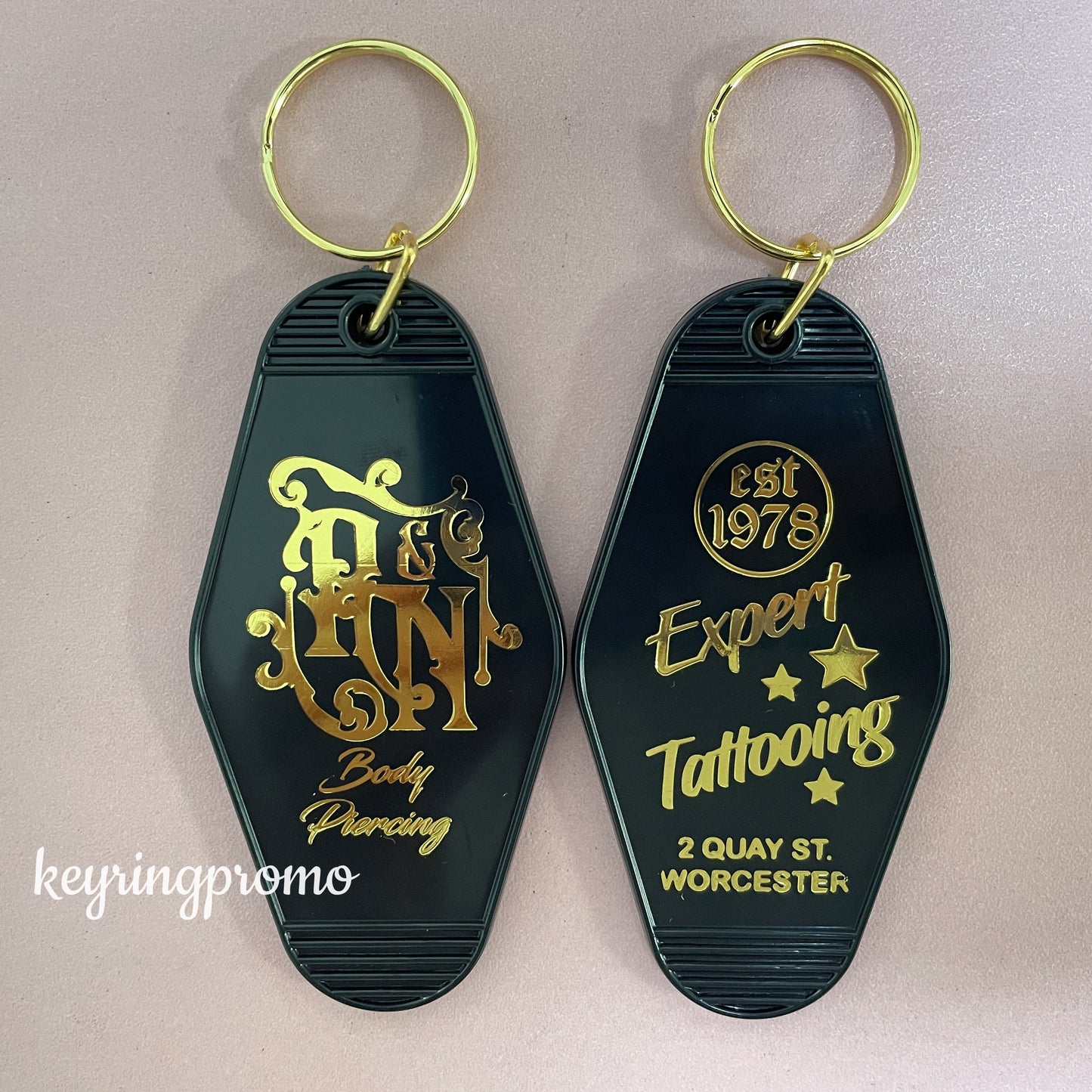 Custom Gold Engraved Key ring | Gold Foil Keychain | Diamond Keytags Promo