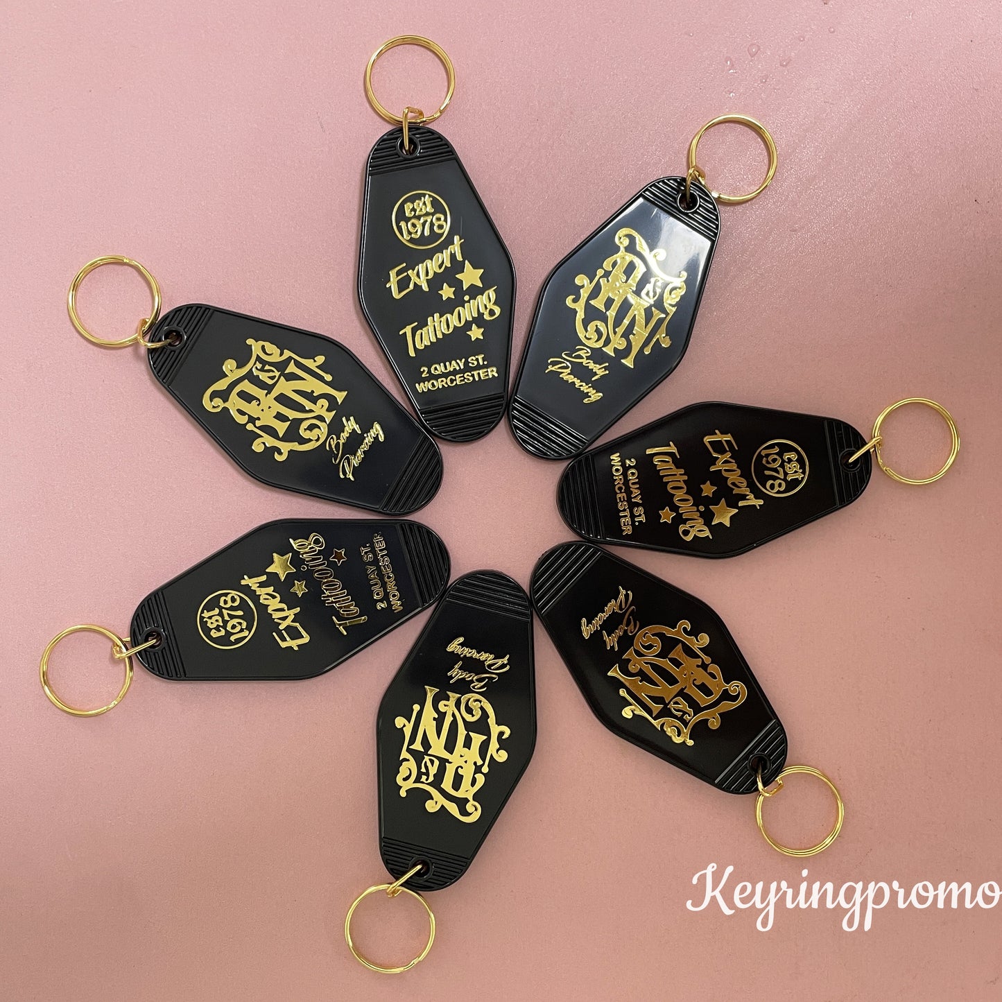 Custom Gold Engraved Key ring | Gold Foil Keychain | Diamond Keytags Promo