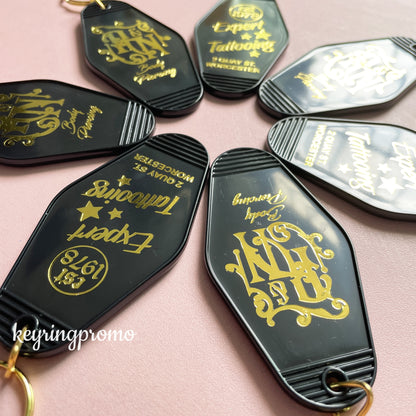 Custom Gold Engraved Key ring | Gold Foil Keychain | Diamond Keytags Promo