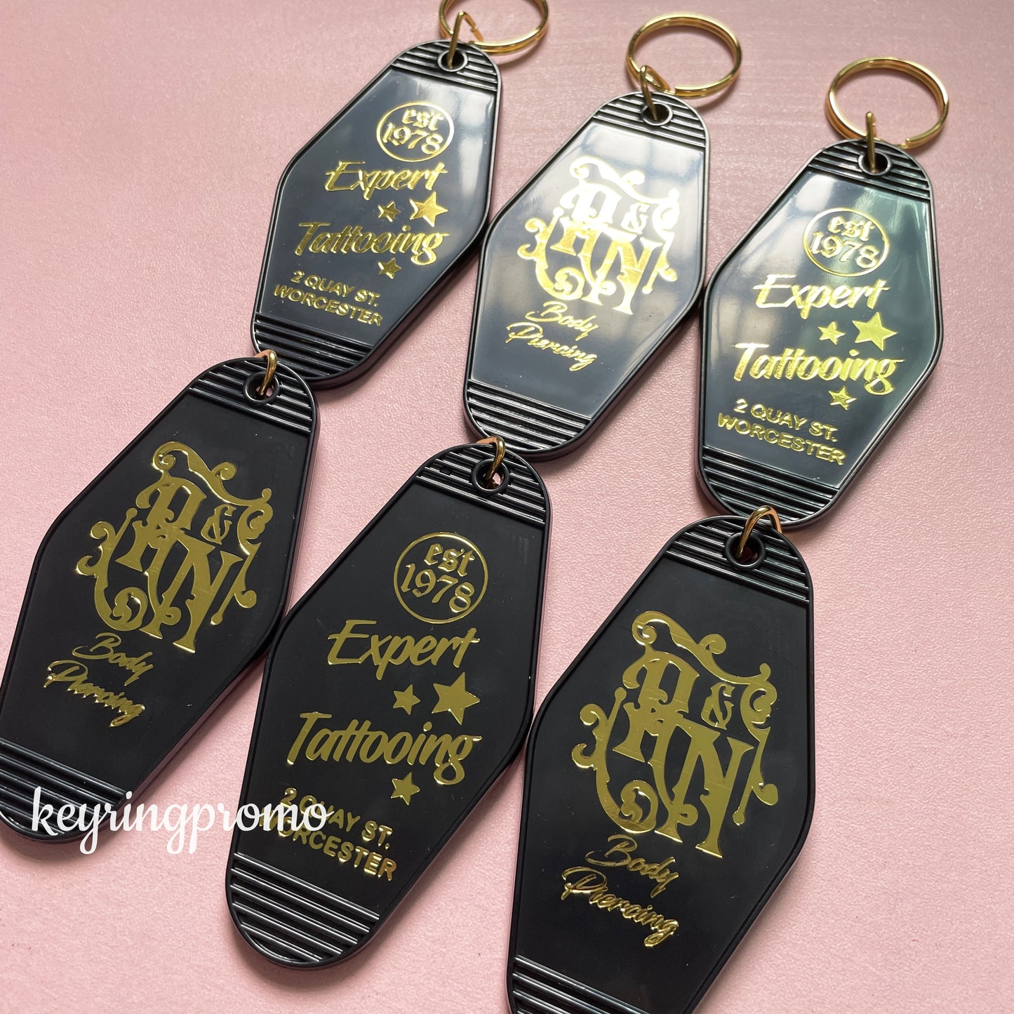 Custom Gold Engraved Key ring | Gold Foil Keychain | Diamond Keytags Promo