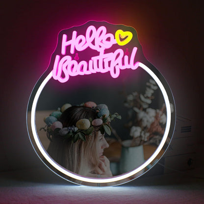 Custom Y2K Wavy Mirror LED Neon Light For Room Decor Wall Makeup Neon