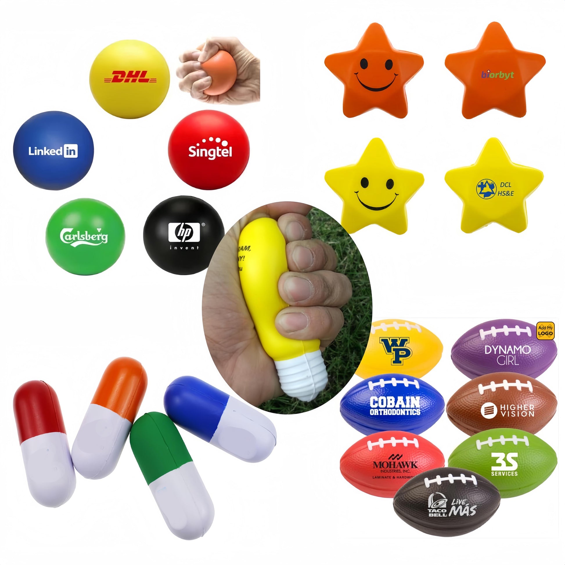 Cheap Custom logo Soft Pill Shape Anti Capsule Shape Stress Ball